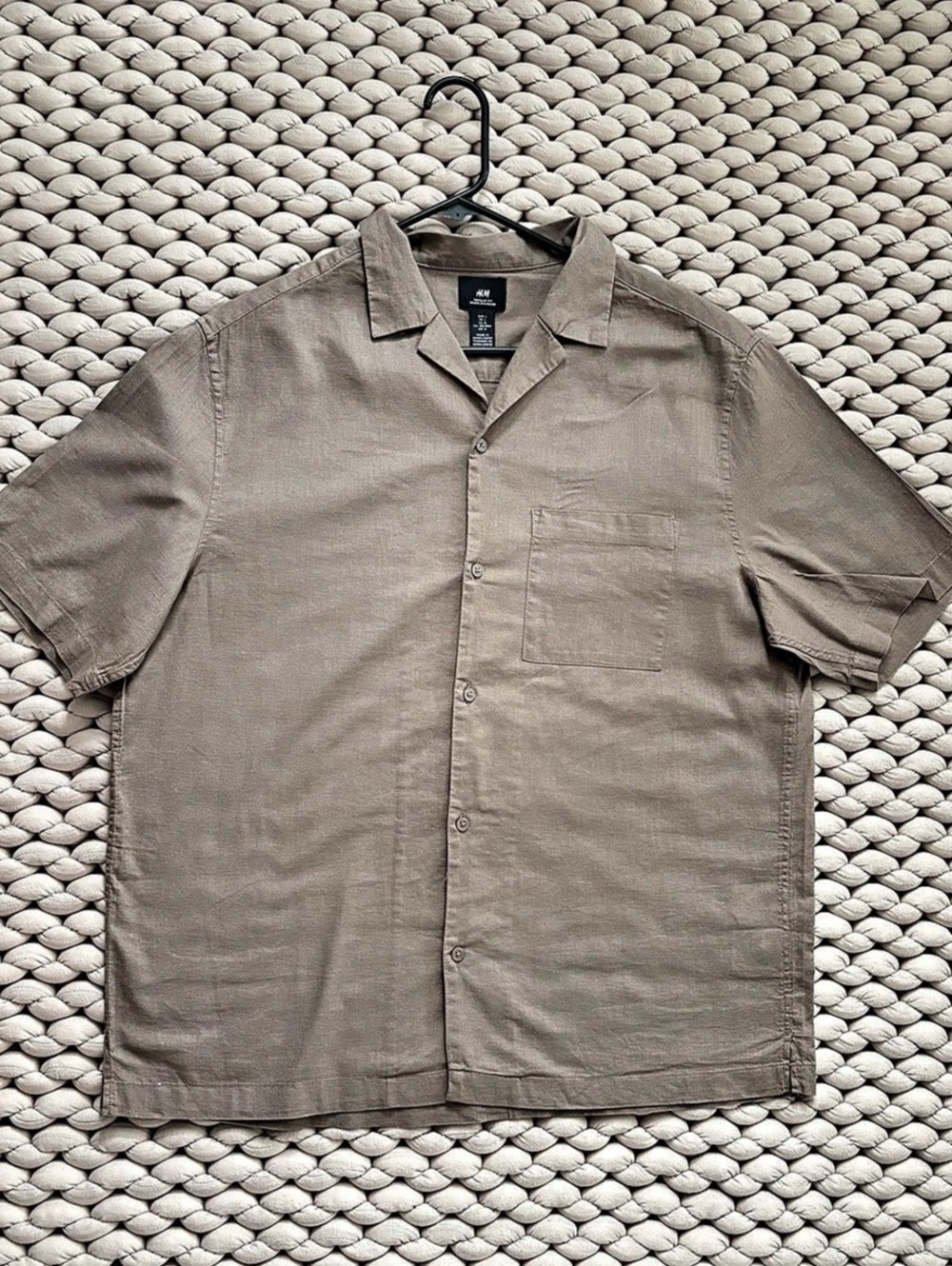 H&Medium Regular Fit Linen Blend Resort Shirt Beige Medium